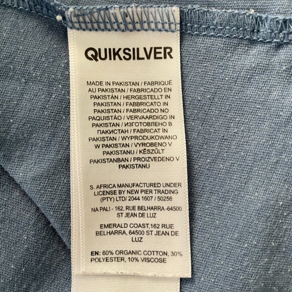 Quiksilver Men's Organic Cotton Short Sleeve T-shirt Denim Blue Med - Picture 4 of 5